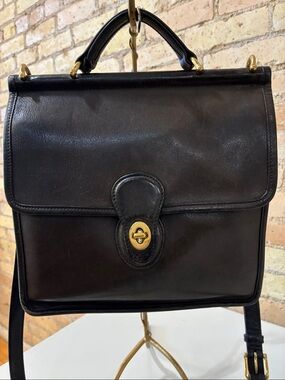 Coach Willis Bag J13-9927 Vintage Dark Brown Leather Top-Handle Crossbody Bag.